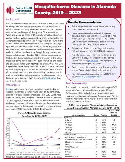 Mosquito-borne Disease Fact Sheet, 2019-2023