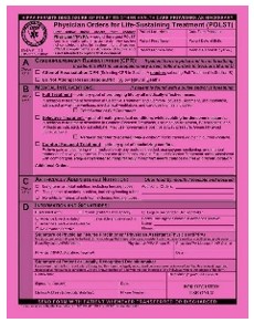 Thumbnail of Phyiscan Order of Life Sustaining Treatment (POLST) form