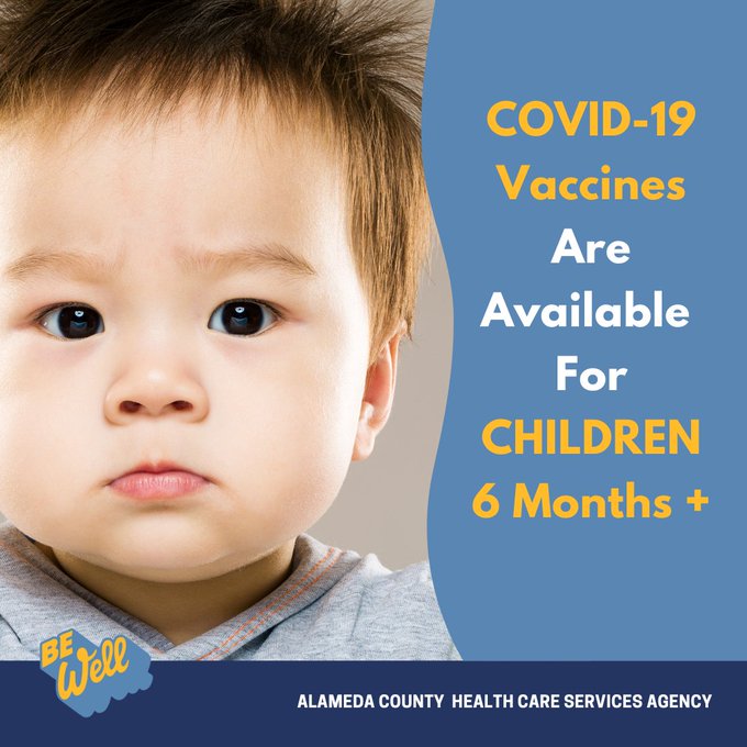 Young child photo with caption "COVID-19 Vaccines are available for Children 6 Months +"