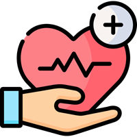 icon of had holding a heart with heartbeat symbol