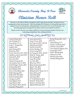 Clinician Honor Roll