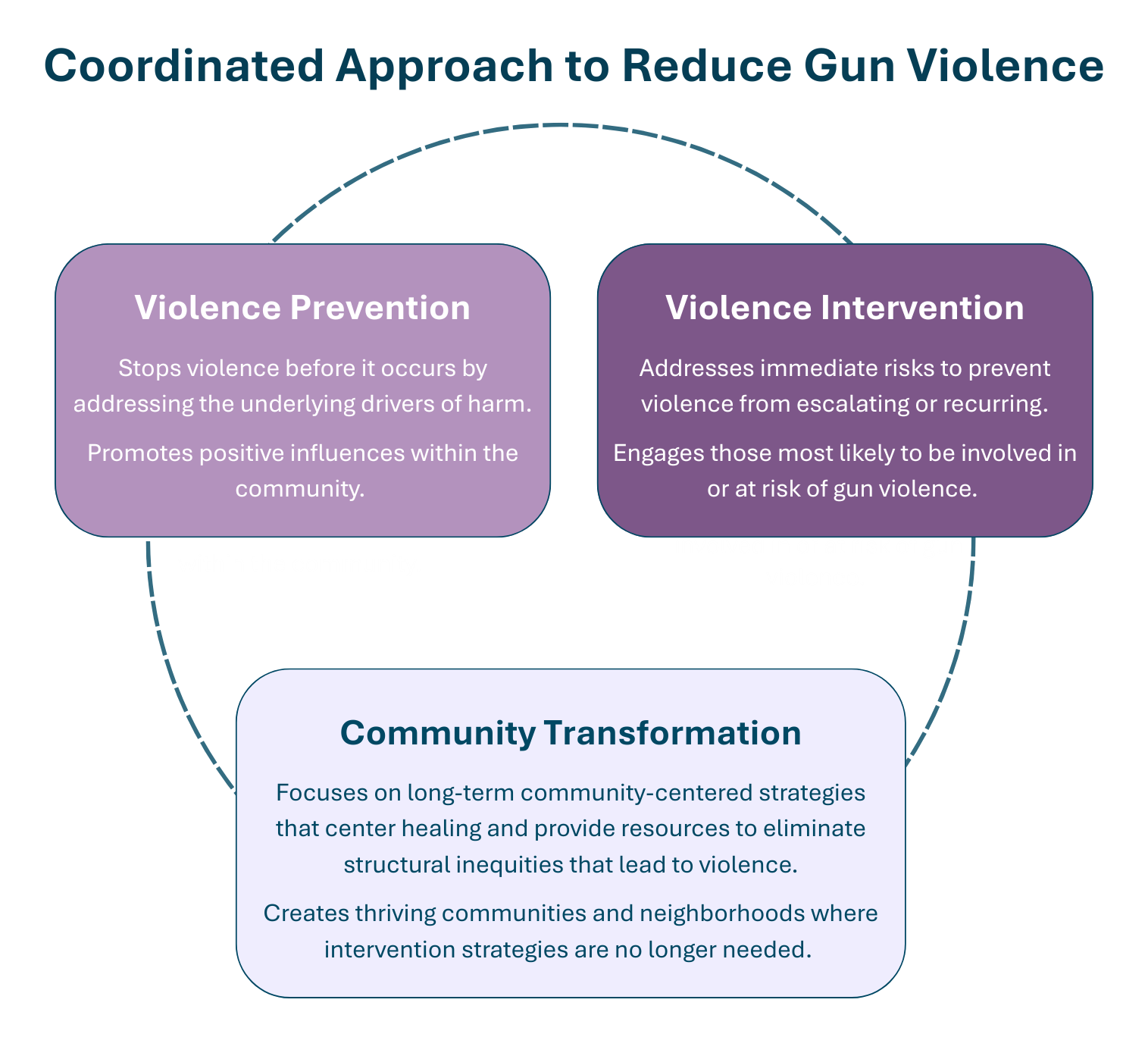 Diagram depicting coordinated approach to reduce gun violence