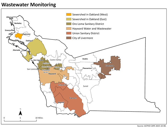 Wastewater Monitoring in Alameda County Map